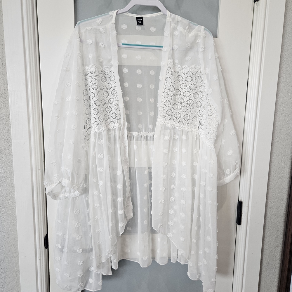 SHEIN White Sheer Kimono